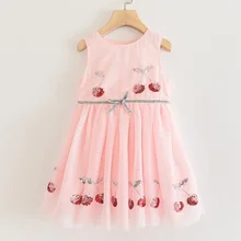 Платья для девочек; коллекция года; детская одежда для девочек; Красивая вишневая бабочка с блестками; модное Сетчатое платье принцессы без рукавов