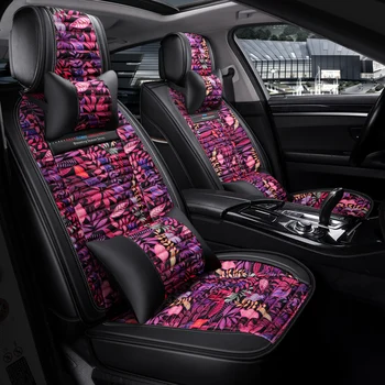 

Full Coverage PU Leather car seat cover flax fiber auto seats covers for toyota prado 120 150 premio prius 20 30 rav4 venza