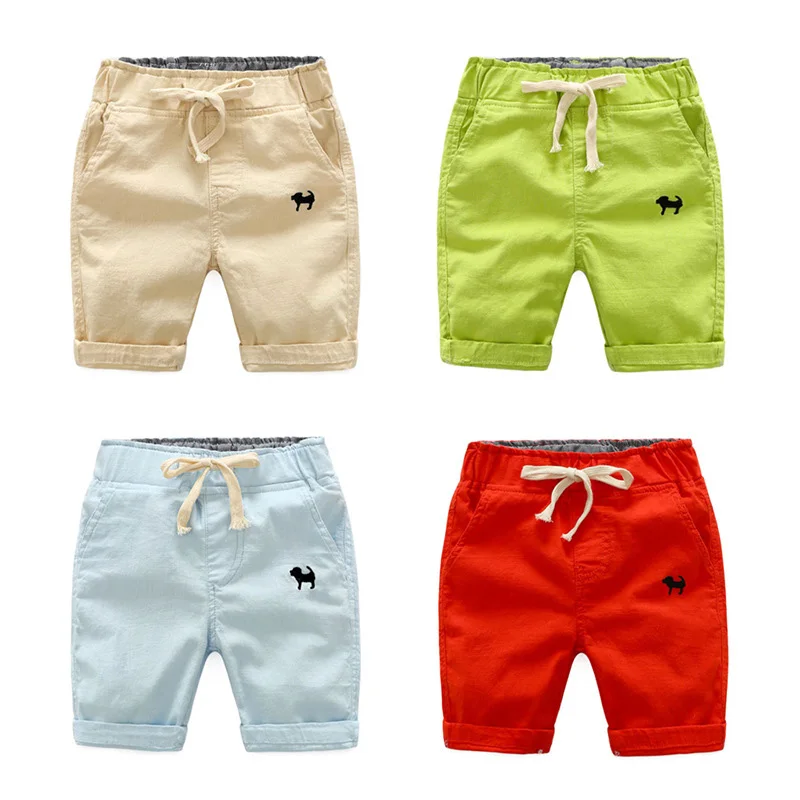 Летние пляжные шорты для маленьких мальчиков; повседневные детские штаны с вышивкой; брюки; одежда с эластичной резинкой на талии; тонкие детские шорты