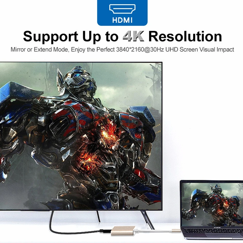 Tebe Тип с разъемами типа C и HDMI 3-в-1 конвертер голова USB 3,0 4K HDMI Быстрая зарядка PD высокая производительность Smart Hub для MacBook