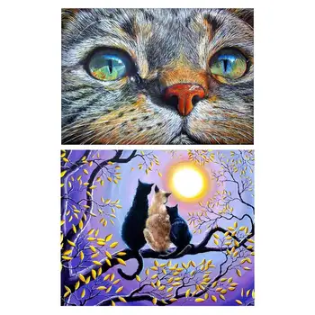 

5D DIY Diamond Painting Cross Stitch Cat Rhinestone Full Circular & Cats on The Tree Full Drill (30cm x 40cm)