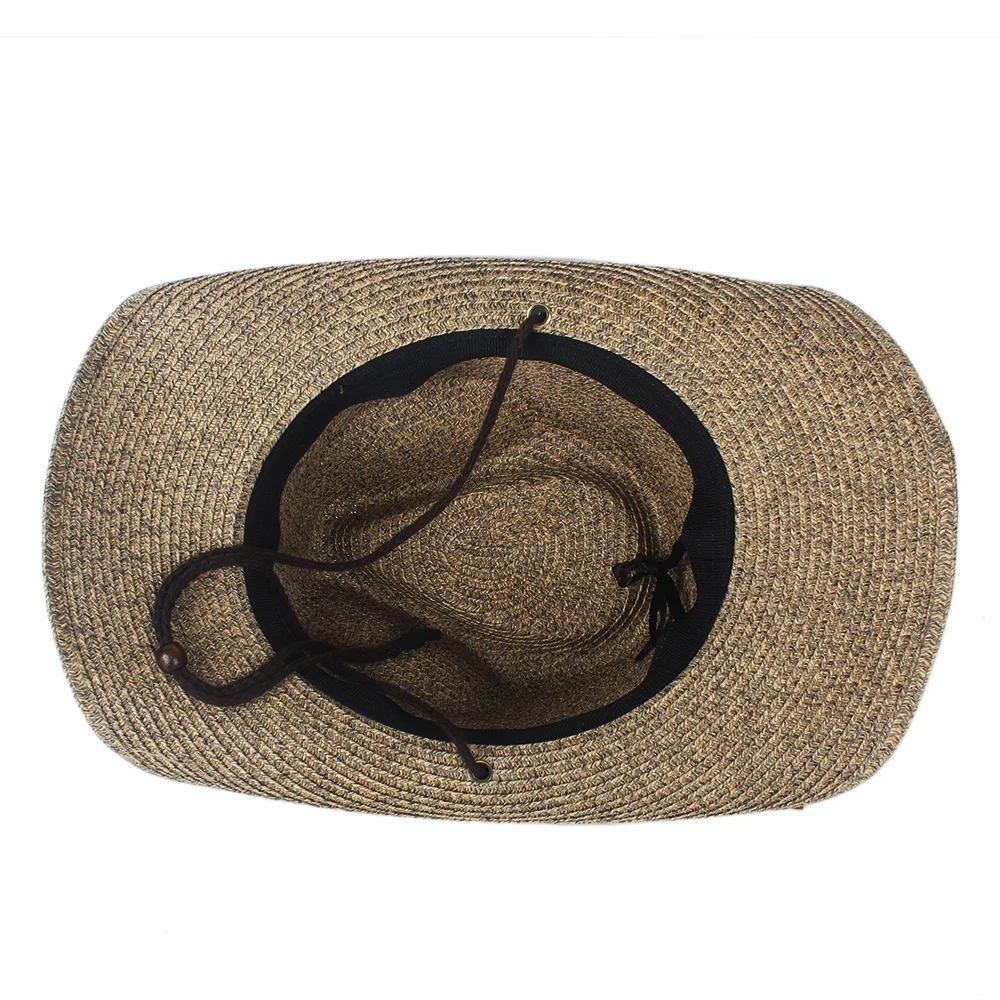 Летняя соломенная мужская женская черная западная ковбойская шляпа широкая шляпа уличная Sombrero Hombre Женская ковбойская шляпа