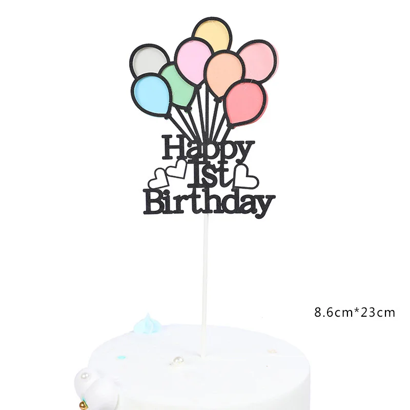 1-е пирожное для дня рождения Топпер 100 дней цветной воздушный шар торт Топпер для детей для именинного пирога украшения детский душ - Цвет: 1