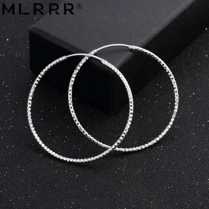 

MLRRR Sterling 925 Silver Jewelries Elegant Simply Big Round Hoop Earrings
