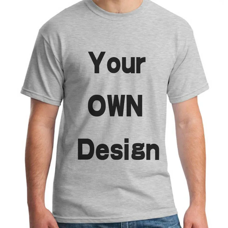 

BTFCL Customized Men Women Customized T Shirt Print Like Photo or Logo Text DIY Your OWN Design 100% Cotton Harajuku Grey TShirt