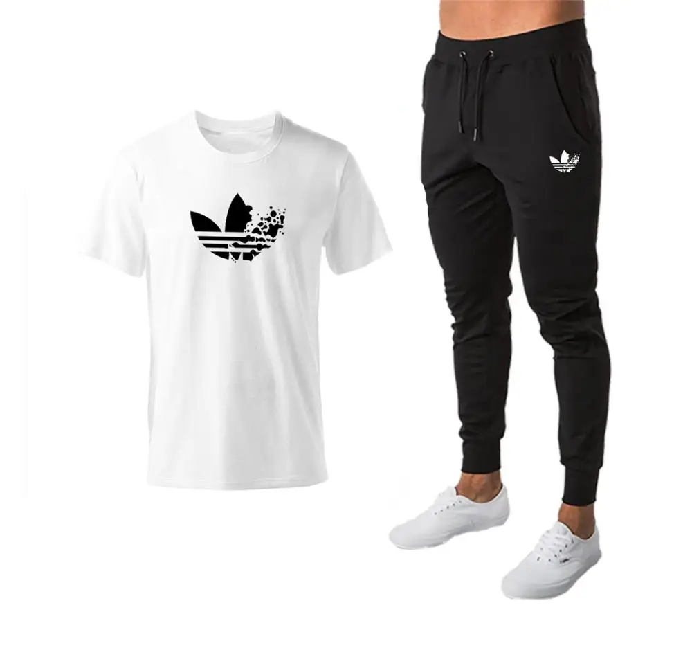 

2020 summer specials men's T-shirt + pants two-piece sports track suit men's round neck print sportswear men's running clothes
