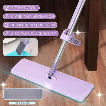 

Free Hand Washing Flat Mop Lazy 360 Rotating Mop Squeezing Strong Water Absorption Floor Cleaner Household Cleaning Wet & Dry