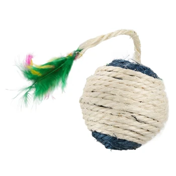 

Pet Cat Kitten Toy Rolling Sisal Scratching ball Funny Cat Kitten Play Dolls Tumbler Ball Pet Cat Toys Interactive Feather Toy
