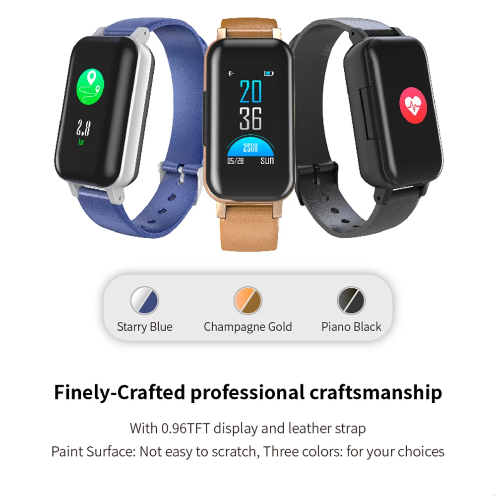 T89 TWS Bluetooth Earphone Smart Watch Touch control Smart Watch IP67 Support Siri BT Call music Fitness Bracelet Smart Band