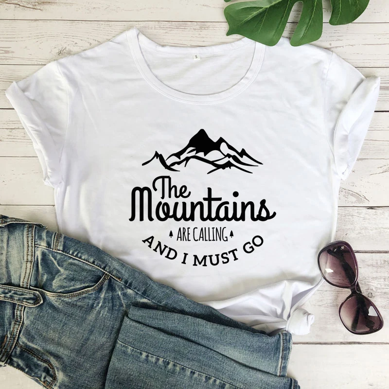 The Mountains Are Calling And I Must Go T-shirt Harajuku Unisex Short Sleeve Vacay Tshirt Fashion Women Graphic Adventure Tops summer shirt