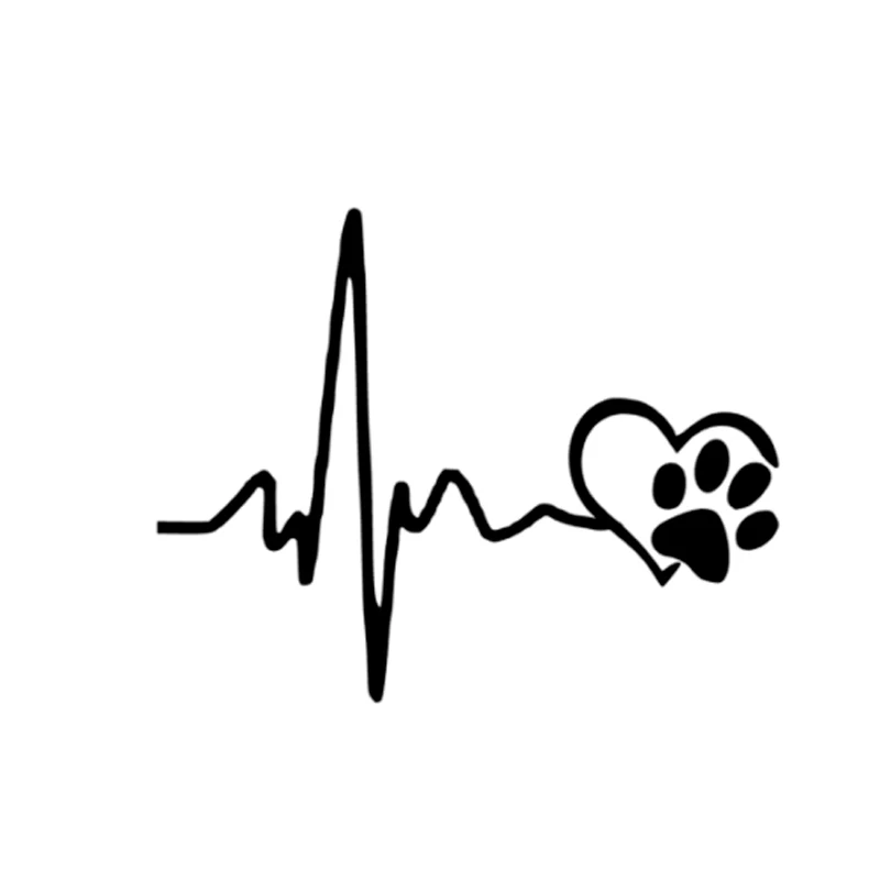 YJZT-13CM-10-3CM-Heartbeat-Love-Dog-Footprints-Creative-Vinyl-Car-Sticker-Decals-Black-Silver-C10