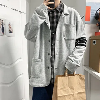 

2020Spring And Autumn New Youth Popular Men's Solid Color Cotton Multi-pocket Sports Cardigan Fashion Casual Single-breasted Top