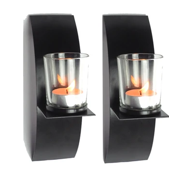 

2pcs/set Romantic Birthday Party Wedding Decorations Modern Iron Art Candle Holder Wall Sconce Home Ornament Craft In Glass