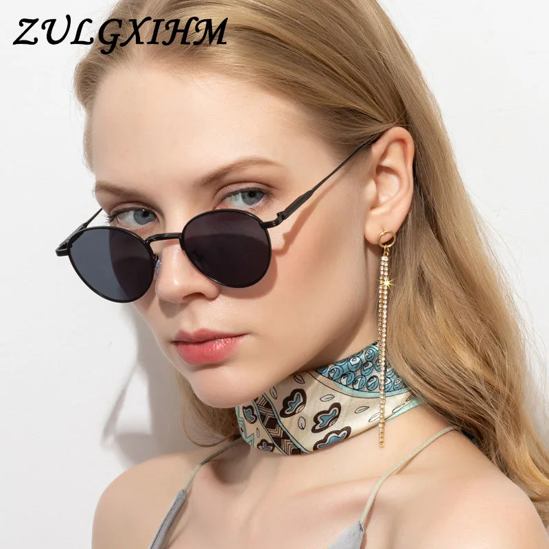 Новые Круглые Солнцезащитные очки с небольшой оправой черного цвета женские