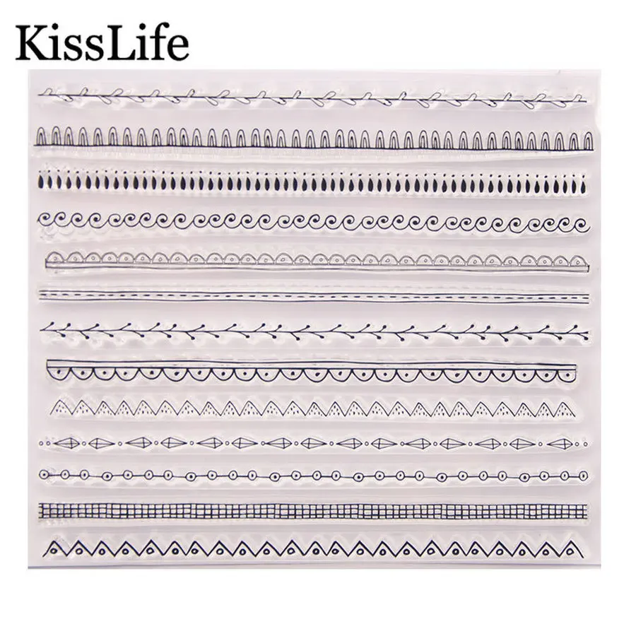 

2019 New 1 Sheet Waves Grid Straight Line Clear Rubber Stamps for Card Making Scrapbooking Christmas Album Decors