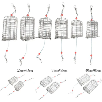 

2pcs S/ M/ L Stainless Steel Wire Fishing Lure Cage Small Bait Cage Fishing Basket Feeder Holder Fishing Tackle Accessories