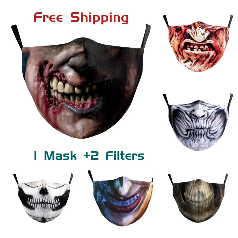 Бесплатная доставка маска для Хэллоуина фабричная Тканевая лица с 3D принтом