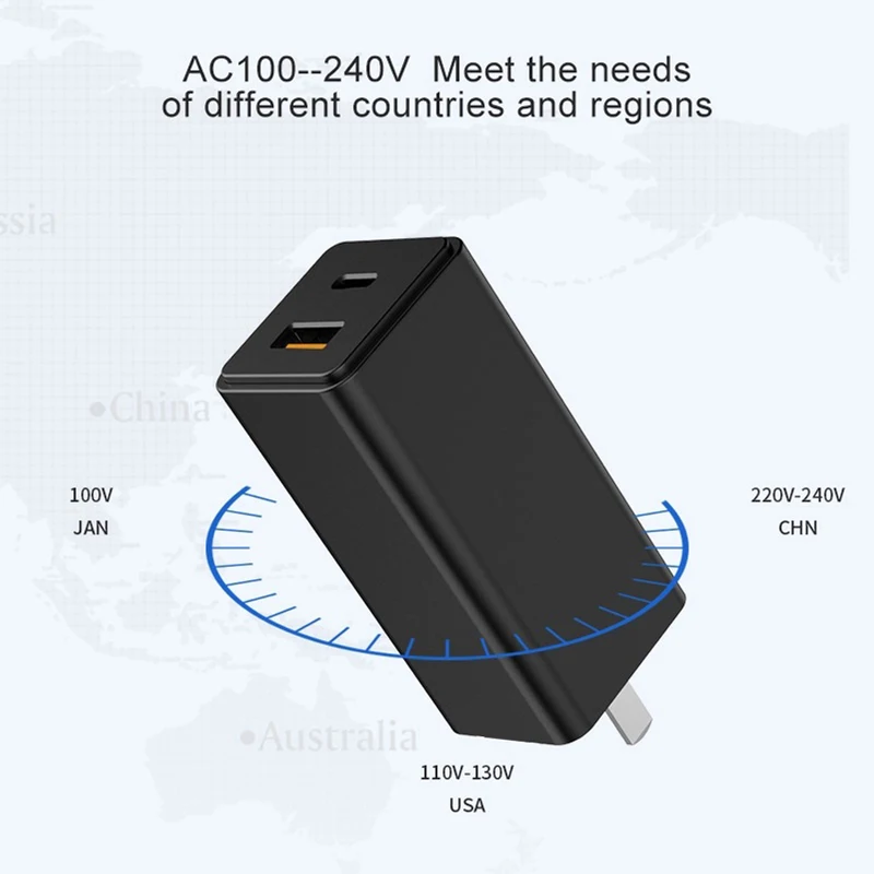

65W GaN USB Charger Quick Charge 4.0 3.0 Type C PD Fast Charger with QC 4.0 3.0 Portable Phone Charger for MacBook Pro/Air iPad