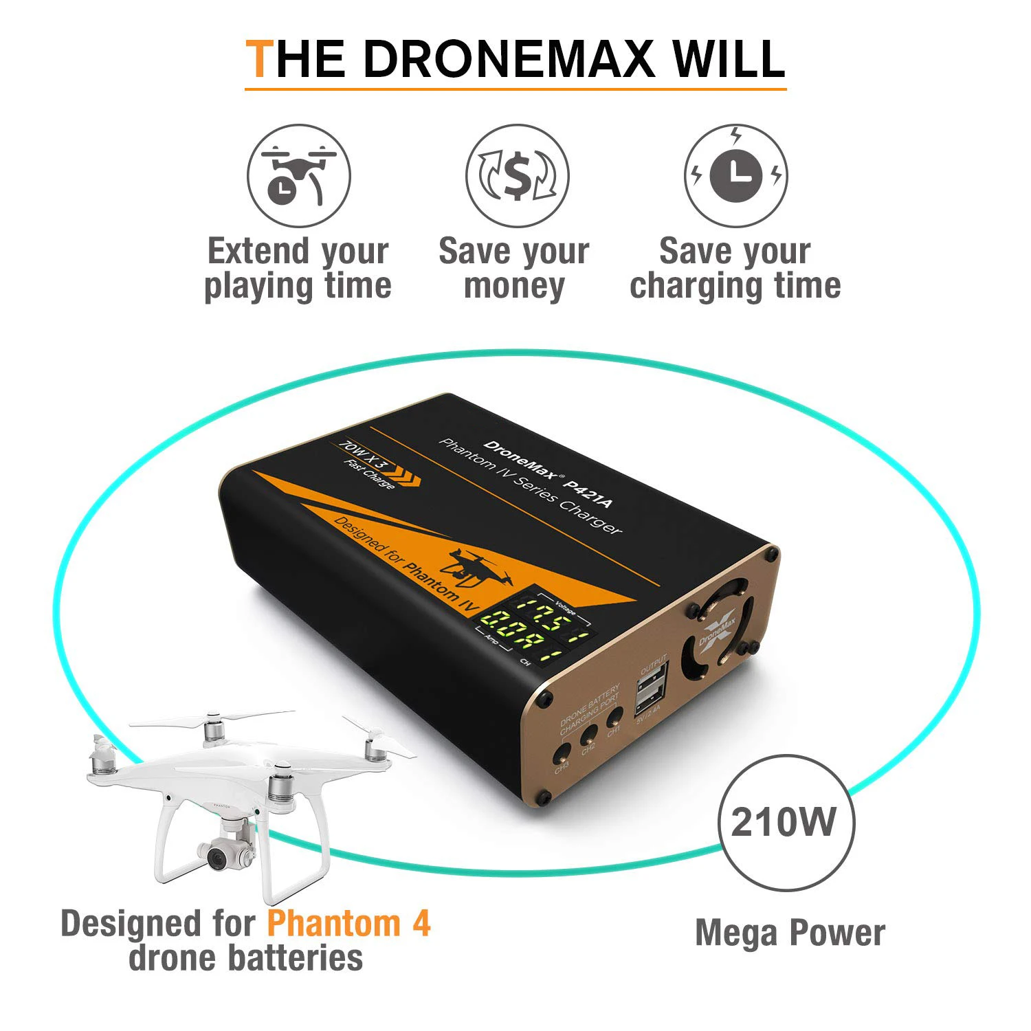 Energen DroneMax P421A AC Power Drone Battery Charger for DJI Phantom 4