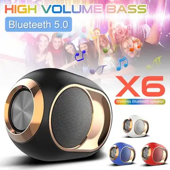 

Portable X6 Wireless Bluetooth 5.0 Speaker Rechargeable Wireless Speaker Support USB/TF/AUX For Phone Outdoor Stereo Music