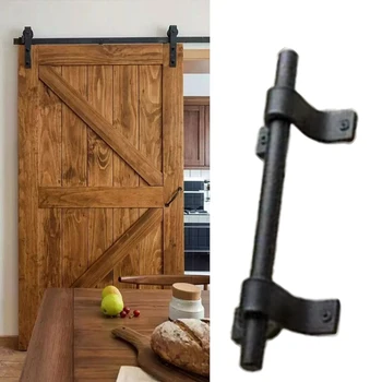 

1pcs Black Carbon Steel Country Barn Sliding Door Pull Handle Old Vintage Hardware for door