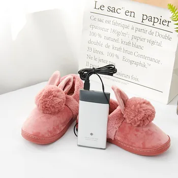 

Winter New Heating Slipper Shoes Unisex Furry Heated Warm Slippers Comfortable Plush USB Electric Heated Shoes To Feet Keep Warm