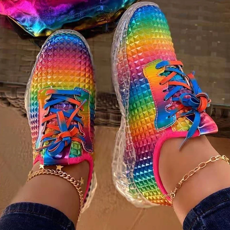 rainbow colored tennis shoes