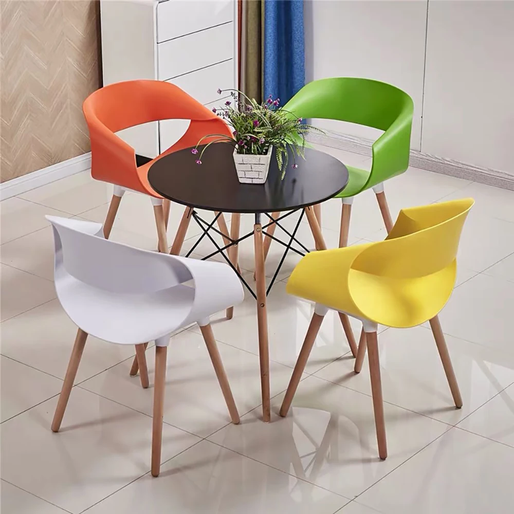 2 шт набор обеденных пластиковых стульев скандинавский модный современный пластиковый стул, стул из цельного дерева, кофейный стул
