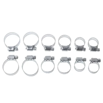 

12 Pcs / Set Screw Band Hose Clamps Adjustable Fuel Line Worm Gear Clip Hardware