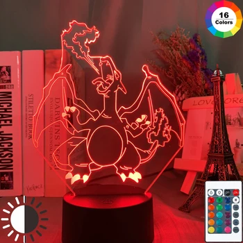 

Game Go Charizard Figure Kids Night Light Home Decoration Lighting Touch Sensor Rgb Colorful 3d Led Night Lamp Lizardon