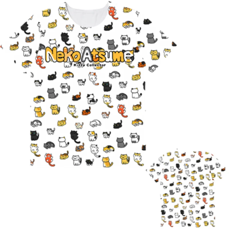 Harajuku Neko Atsume Футболка женская футболка с рисунком кота женские футболки летний топ уличная женская одежда - Цвет: 003