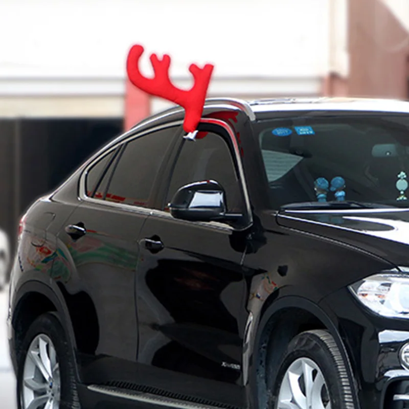 Счастливого Рождества украшение автомобиля головной убор северного оленя красный нос рога орнамент для автомобиля Новогодние украшения модный Рождественский Декор