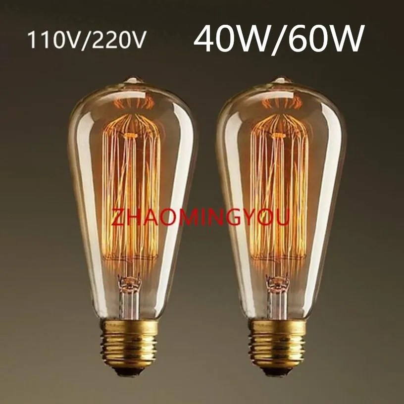 60/40W E27 E14 Vintage Retro Style Lighting Filament Edison Lamp Bulb 110/220V 