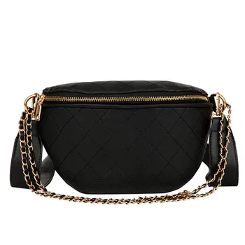 

New design fashion rhombic chain solid color purse versatile ladies shoulder messenger bag