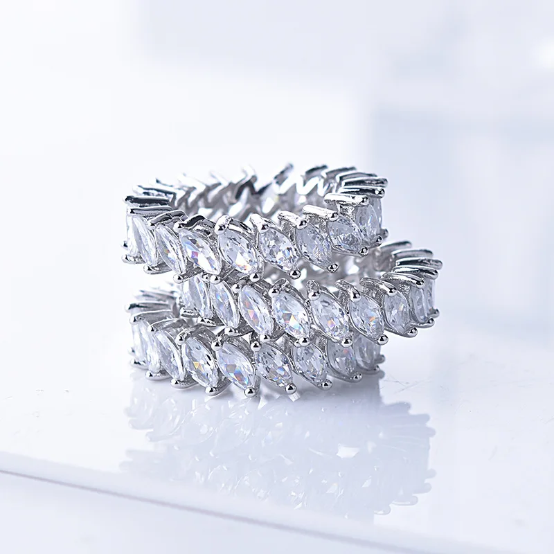 Роскошный marquise 925 стерлингового серебра обручальное кольцо для женщин, девушек, Подарок на годовщину, ювелирное изделие, опт R5506