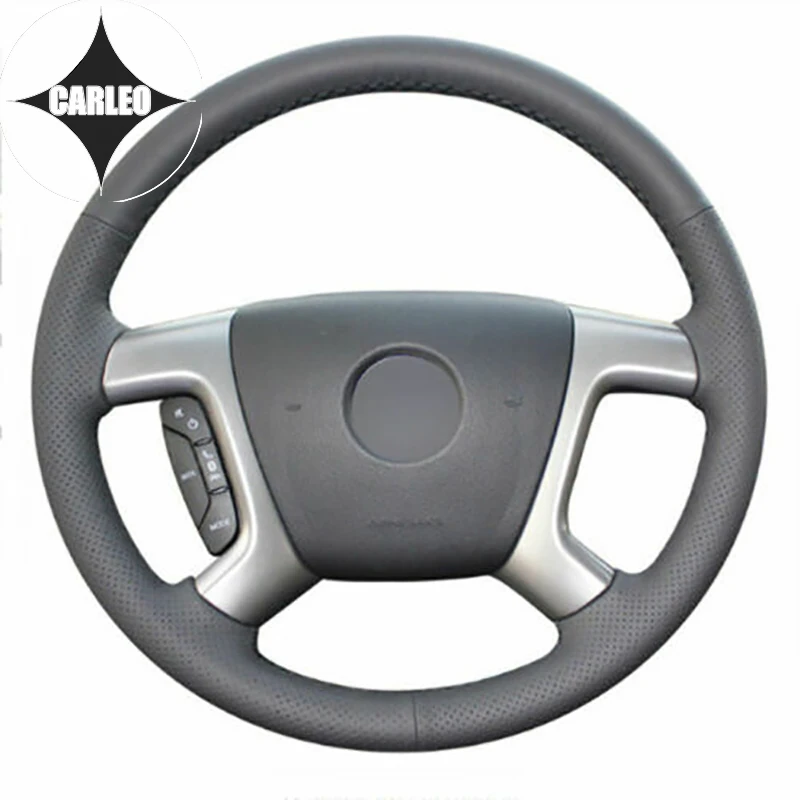 

DIY чехол рулевого колеса автомобиля для шевроле каптива GMC натуральной черной кожи на заказ ручная вышивка держатель Топ Слои Обёрточная бумага