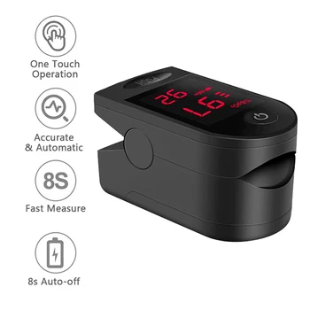 

Fingertip Pulse Oximeter Blood Oxygen Saturation Monitor 5s Quick Measure & Auto-off Heart Rate Monitor with Lanyard Cloth Bag