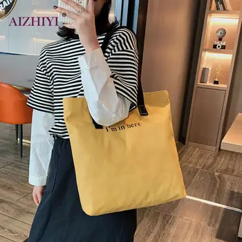 

Women Canvas Shopping Bag Female Canvas Cloth Shoulder Bag Teen Girls Casual Letter Large Capacity Handbag