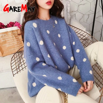 

Autumn and Winter Sweater Women's Loose Korean Version of The New Round Neck Pullover Point Long Sleeve Sweater Women's Shirt