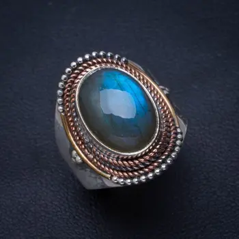 

Natural Blue Fire Labradorite Handmade Unique 925 Sterling Silver Ring 6.75 B1496