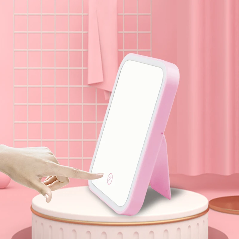 Cosmetic Mirror with Led Lighting Make up Vanity Mirror Portable Folding Desktop Cosemtic Mirror With Light Women Beauty Makeup 2