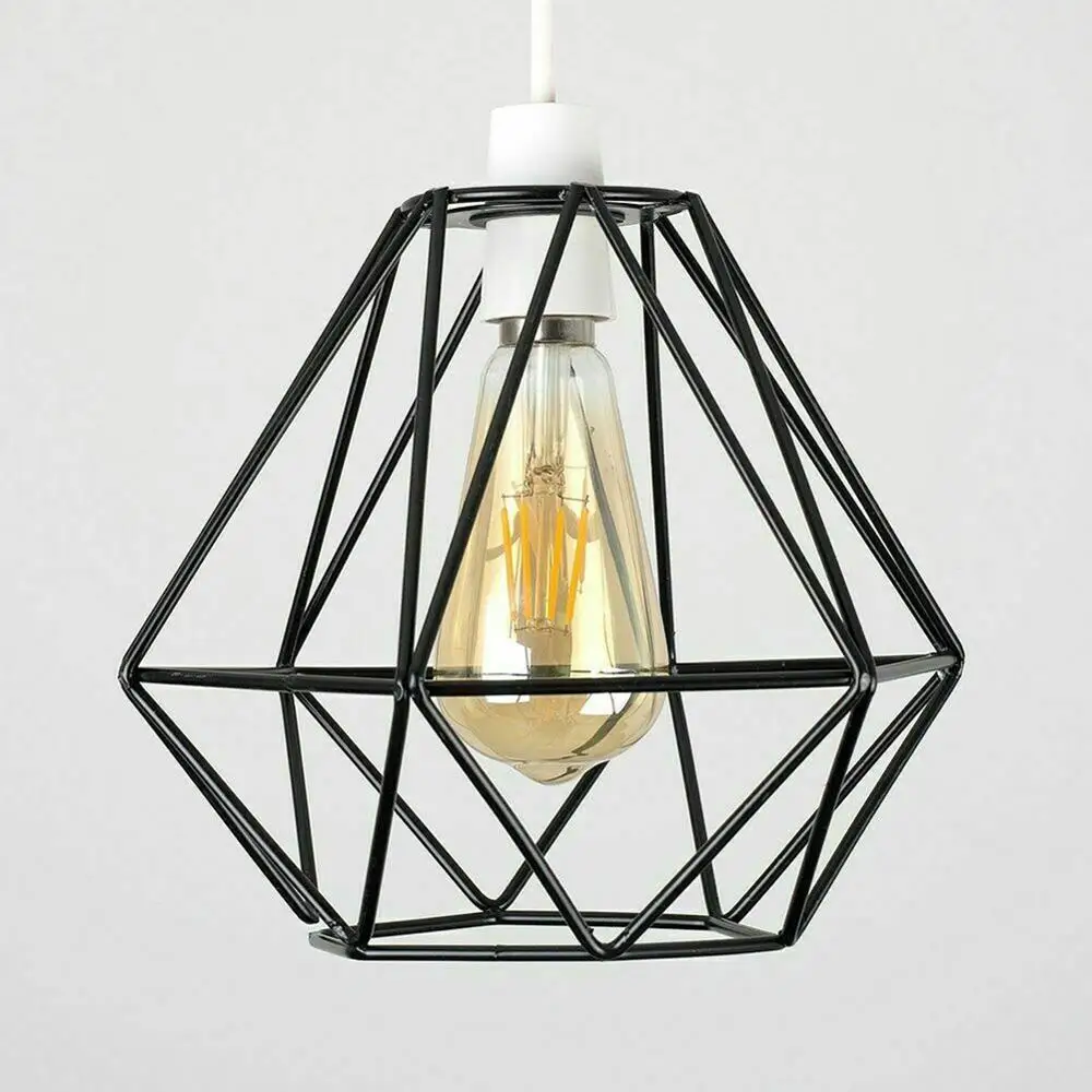 Details about   Metal Pendant Light Shade Ceiling Industrial Geometric Wire Cage Lampshade Lamp 