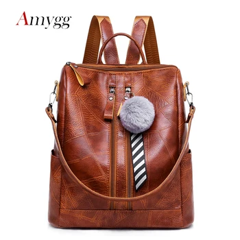 

Fashion Double Zipper With Hair Ball Women Backpack High Quality For Teenage Girls Female School Shoulder Bag Backpack Mochila