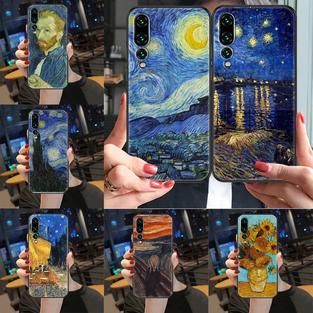 Чехол для телефона Art Van Gogh Starry Sunflower Huawei P Mate Y3 Y9 10 20 30 40 Smart Z Pro Lite 2017 2019 черный