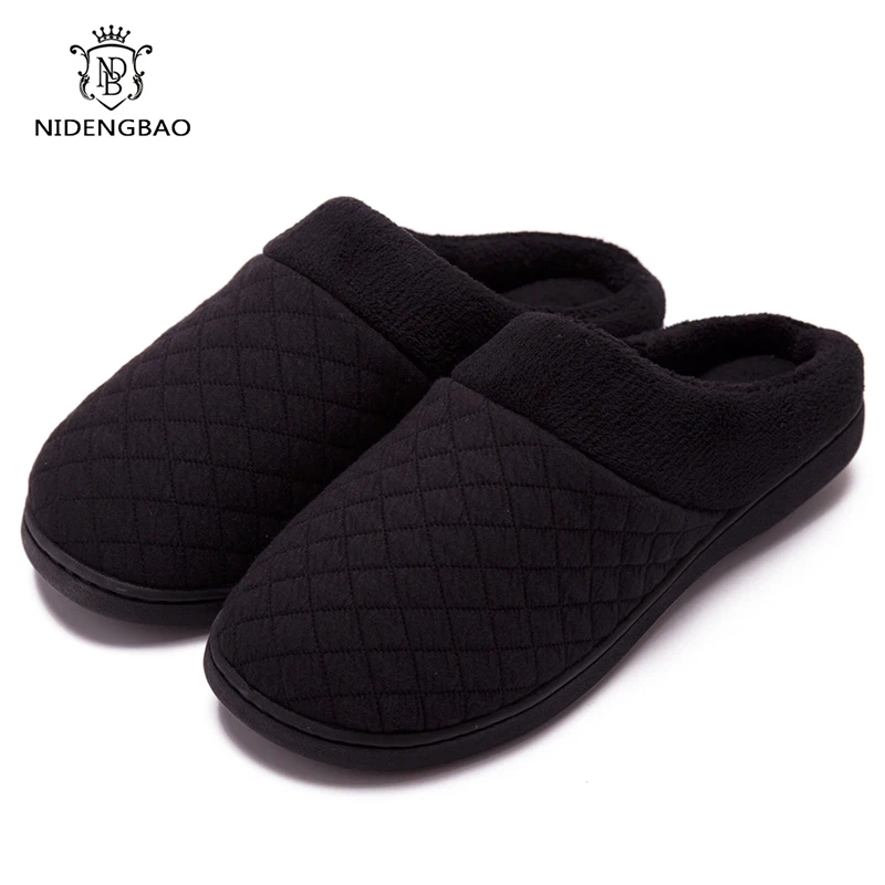 Men Winter Warm Slippers Fur Slippers Men Boys Plush Slipper Cotton Shoes Non-slip Solid Color Home Indoor Casual Slippers
