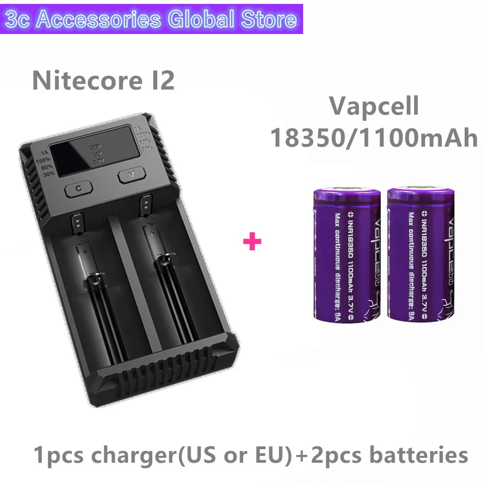 1 I2 2 battery 2 шт VAPCELL 18350 батарея 1100mAh 9A литиевая 3,7 V Мини литиевая аккумуляторная батарея электронная сигарета E-CIG - Цвет: 1 I2 2 battery
