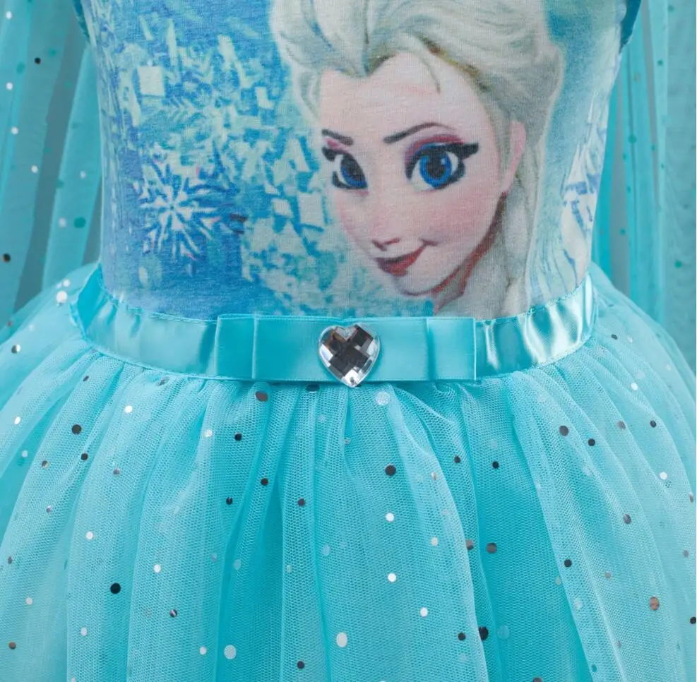 5pcs Girls Summer Dress Elsa Anna Baby Kids Clothes Girl Snow Queen Cosplay Costume Birthday Party Children Clothing Vestidos