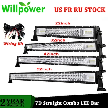 

Willpower 22 32 42 52 inch 7D Offroad Led Bar Straight Combo Beam Car LED Driving Work Lights for ATV Truck 4X4 Pickup 12V 24V
