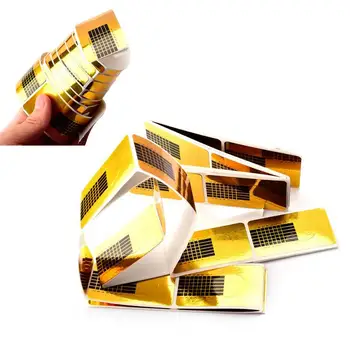 

50pc/pack Curl Form For Nail Polish Guide Tips Rectangle Golden French Nail Form Horseshoe Shape Extension Nail Art Gel Stickers
