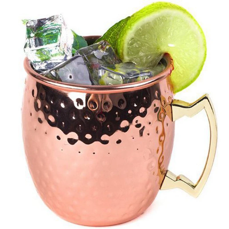 

304 Stainless Steel Coffee Mug Hammer Point Copper Cup Cold Drink Mug Cocktail Copper Plated Cup